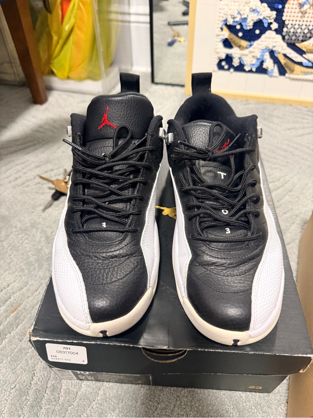 Jordan Men’s Low Top Sneakers - Black, White, Red Accents